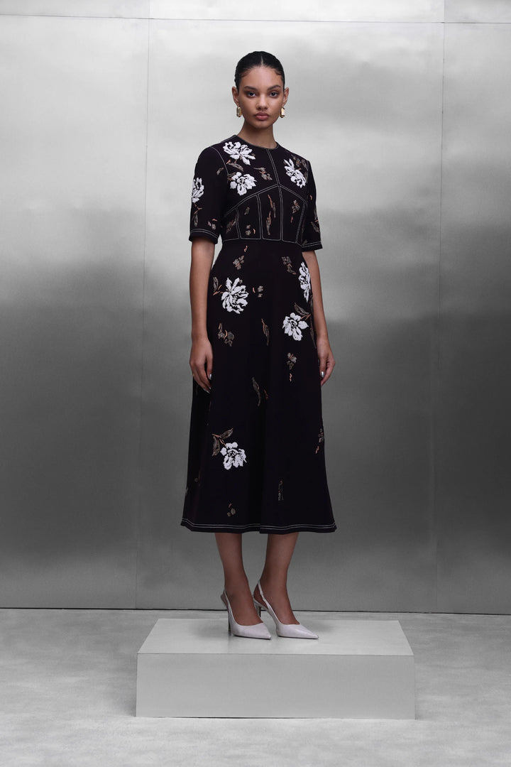 PEONIES CORSET MIDI DRESS