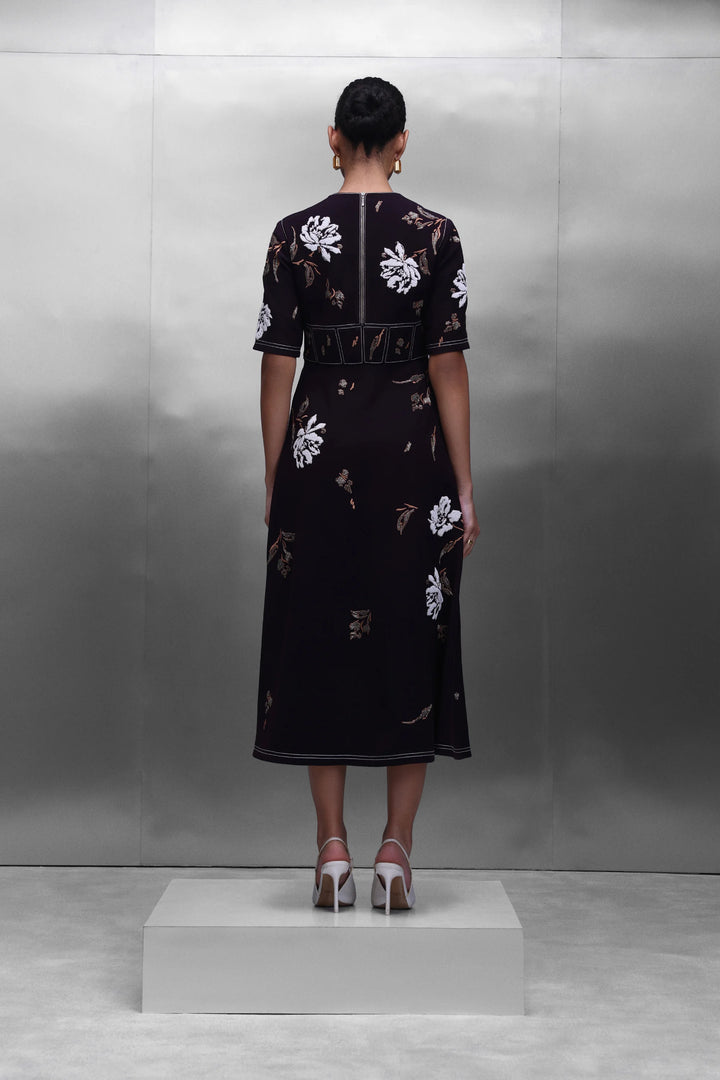 PEONIES CORSET MIDI DRESS