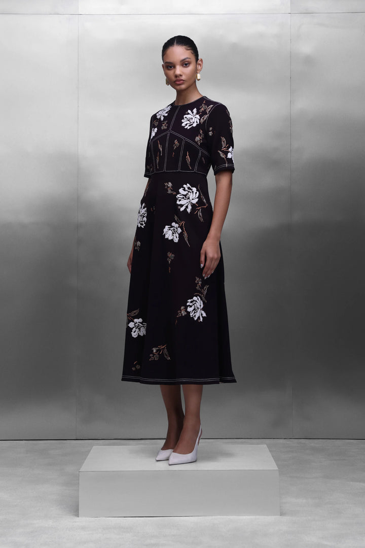 PEONIES CORSET MIDI DRESS