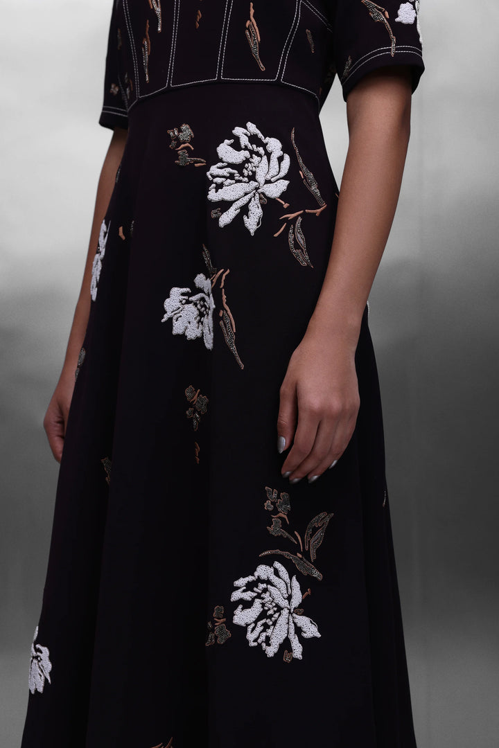 PEONIES CORSET MIDI DRESS