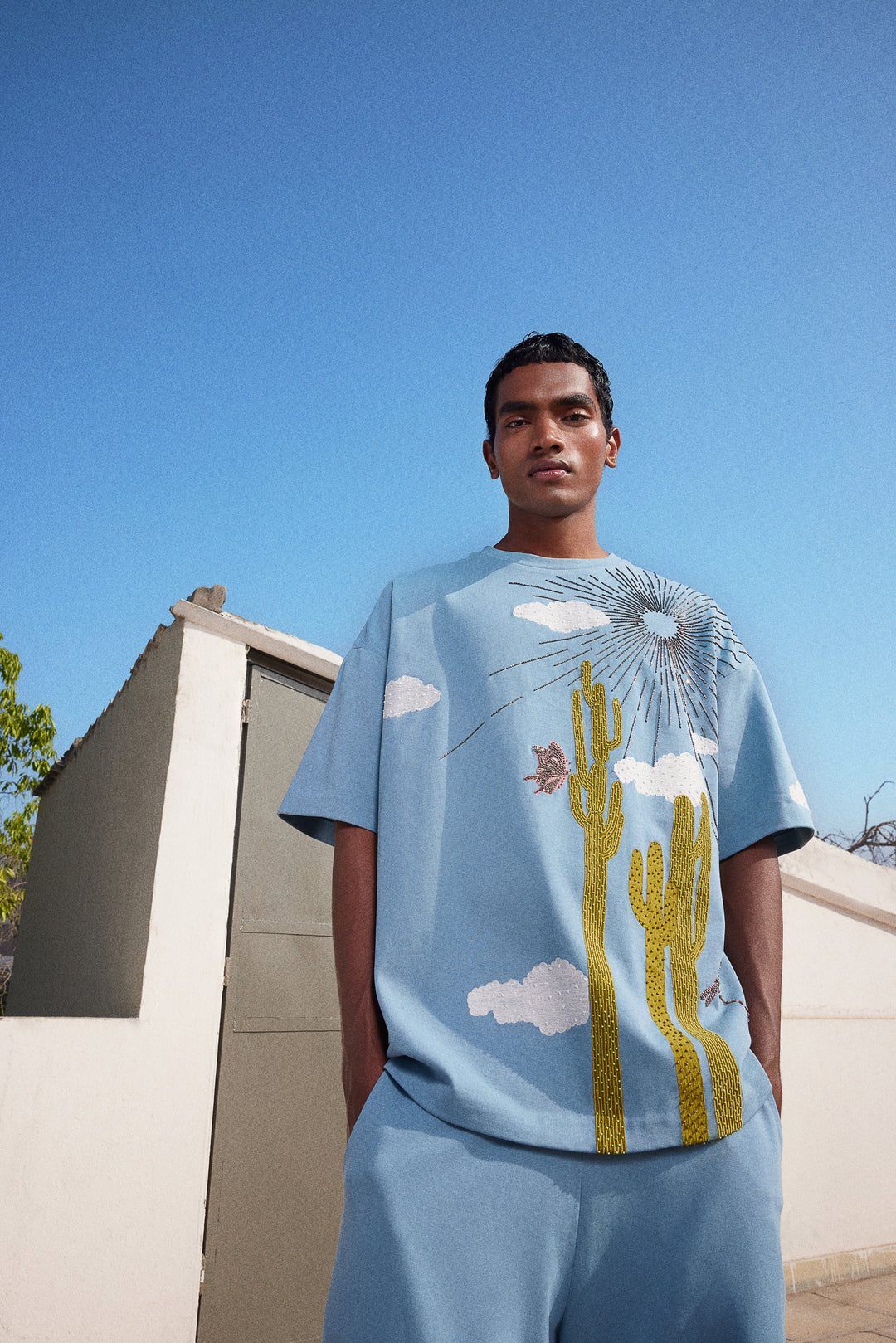 CACTUS BOXY T-SHIRT WITH BAGGY PANTS