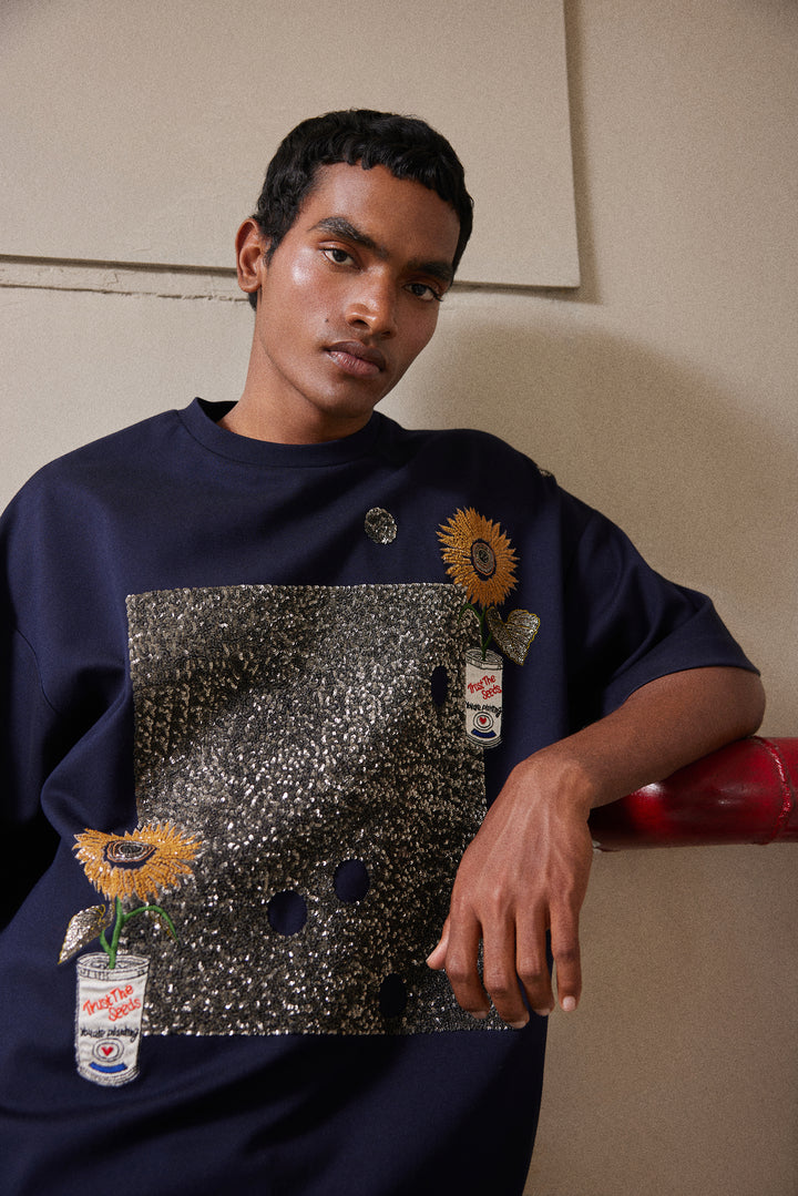 POP CAN WITH FLOWERS BOXY T-SHIRT