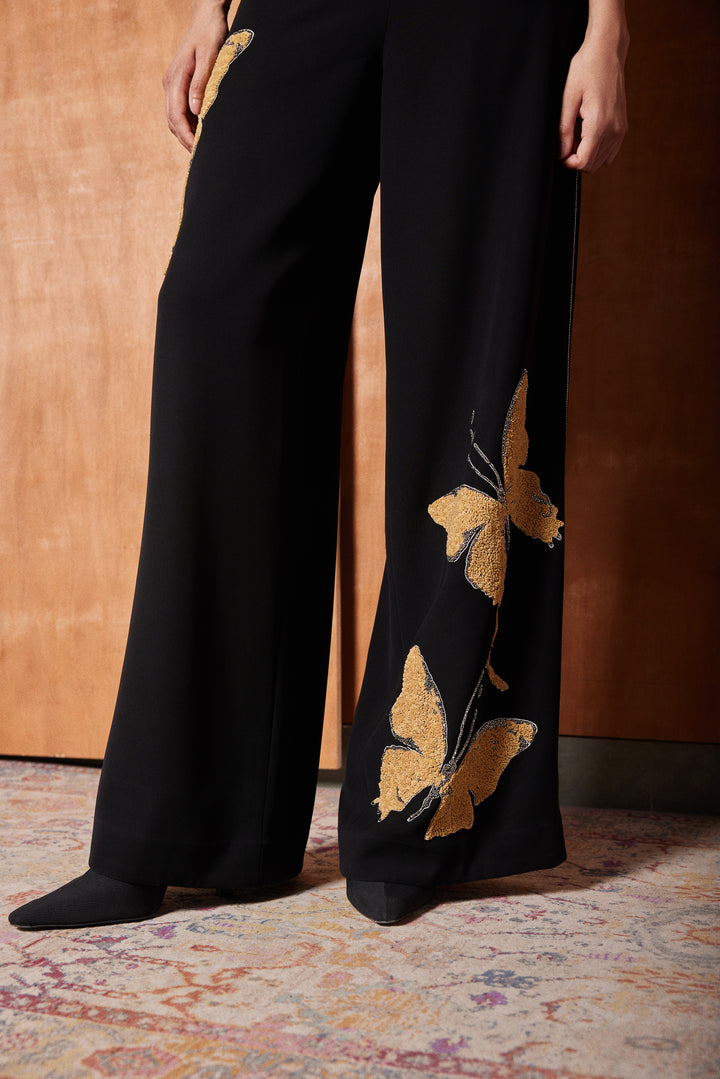 FLARED PANTS OF ( FADING BUTTERFLY CROPPED SHIRT )