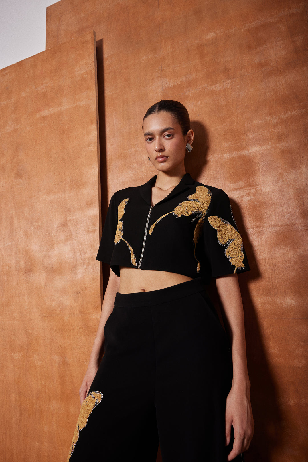 Nitashi Goel in FADING BUTTERFLY CROPPED SHIRT WITH FLARED PANTS