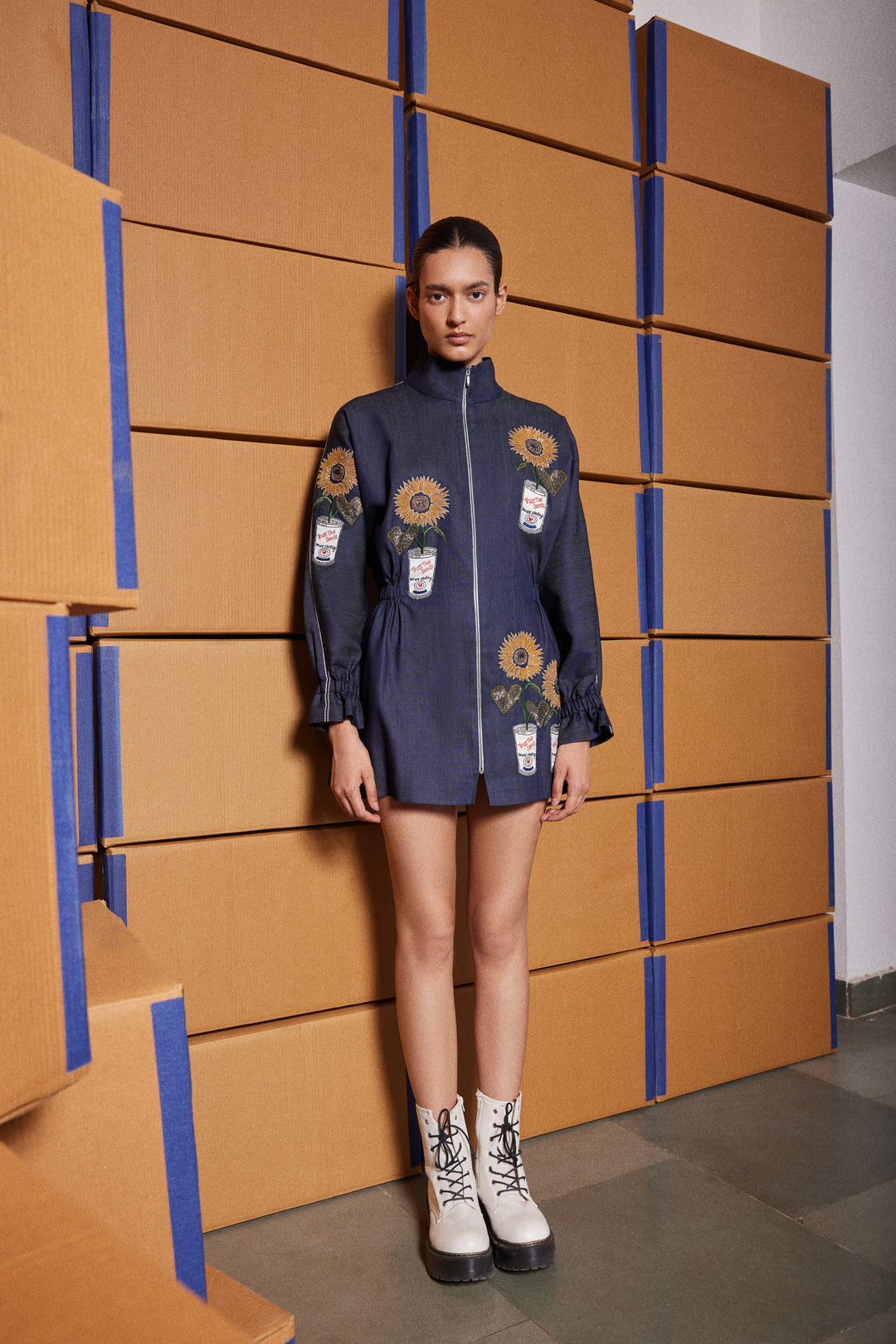 POP CAN WITH FLOWERS JACKET DRESS