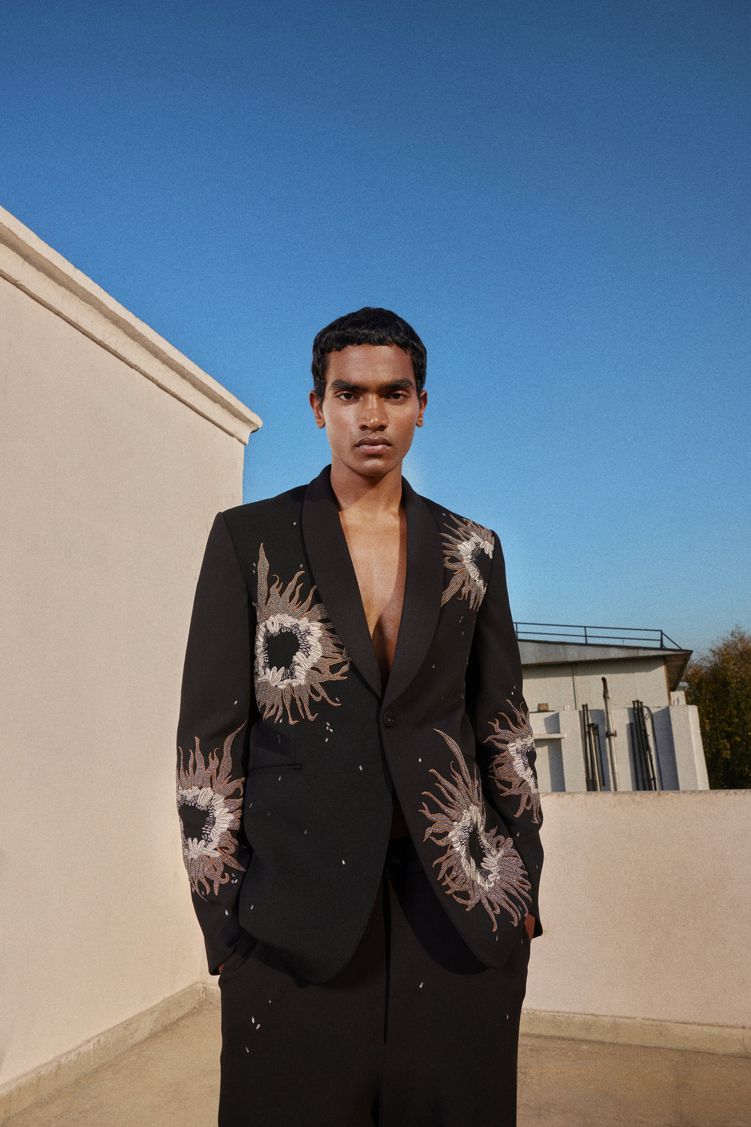 MULTI PETALS SHAWL COLLAR BLAZER