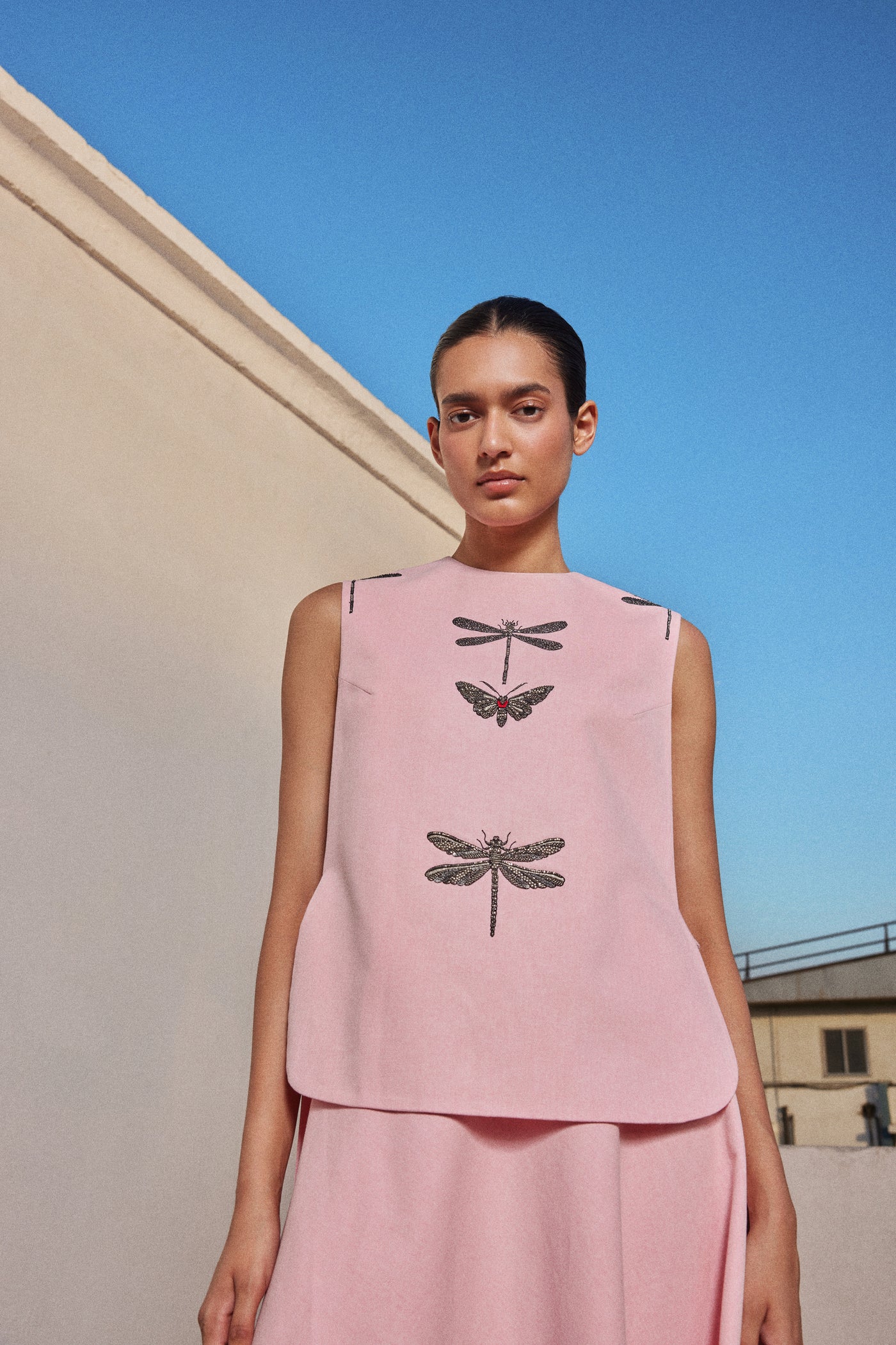 DRAGONFLY IN LINE OVERLAY WITH CIRCULAR SKIRT