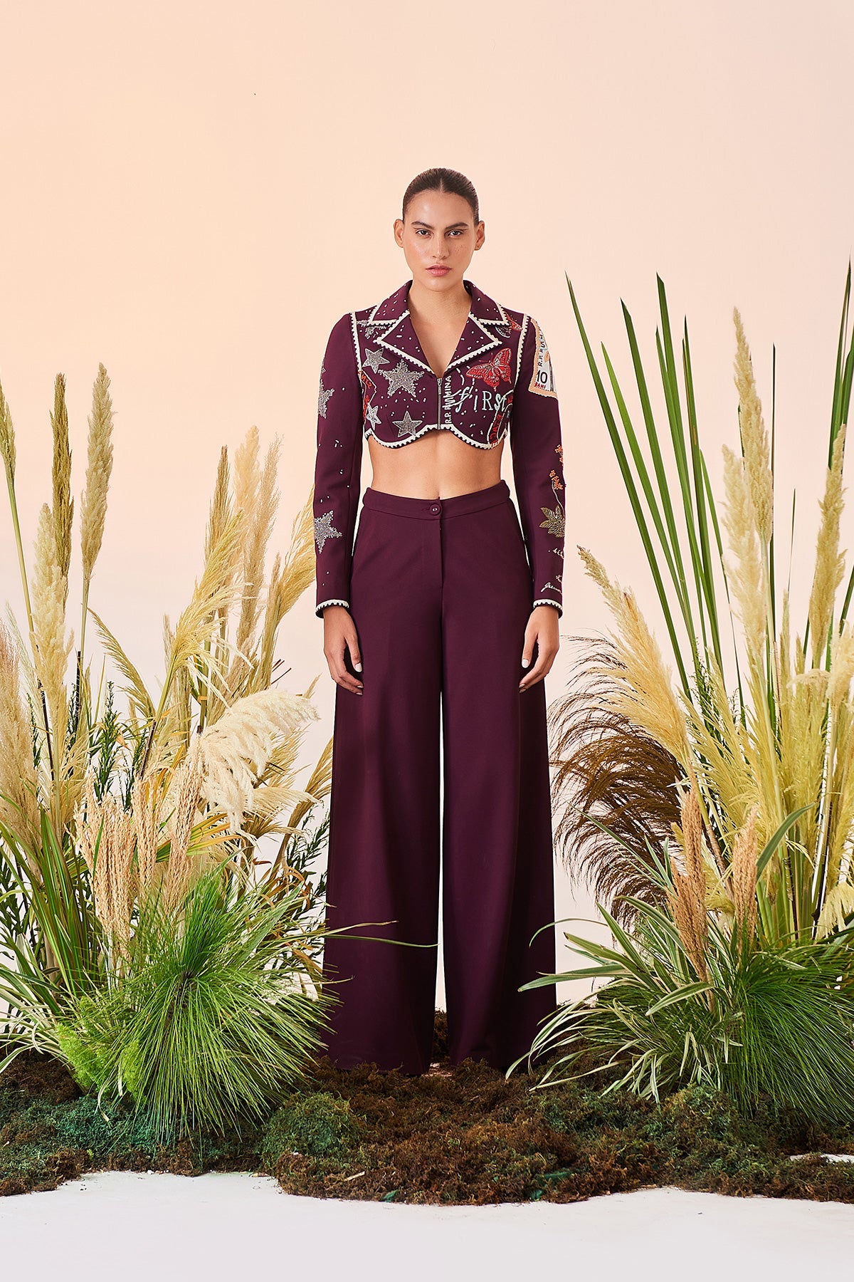 Asfa Sinha in Postcard Cropped Blazer And Flared Pant