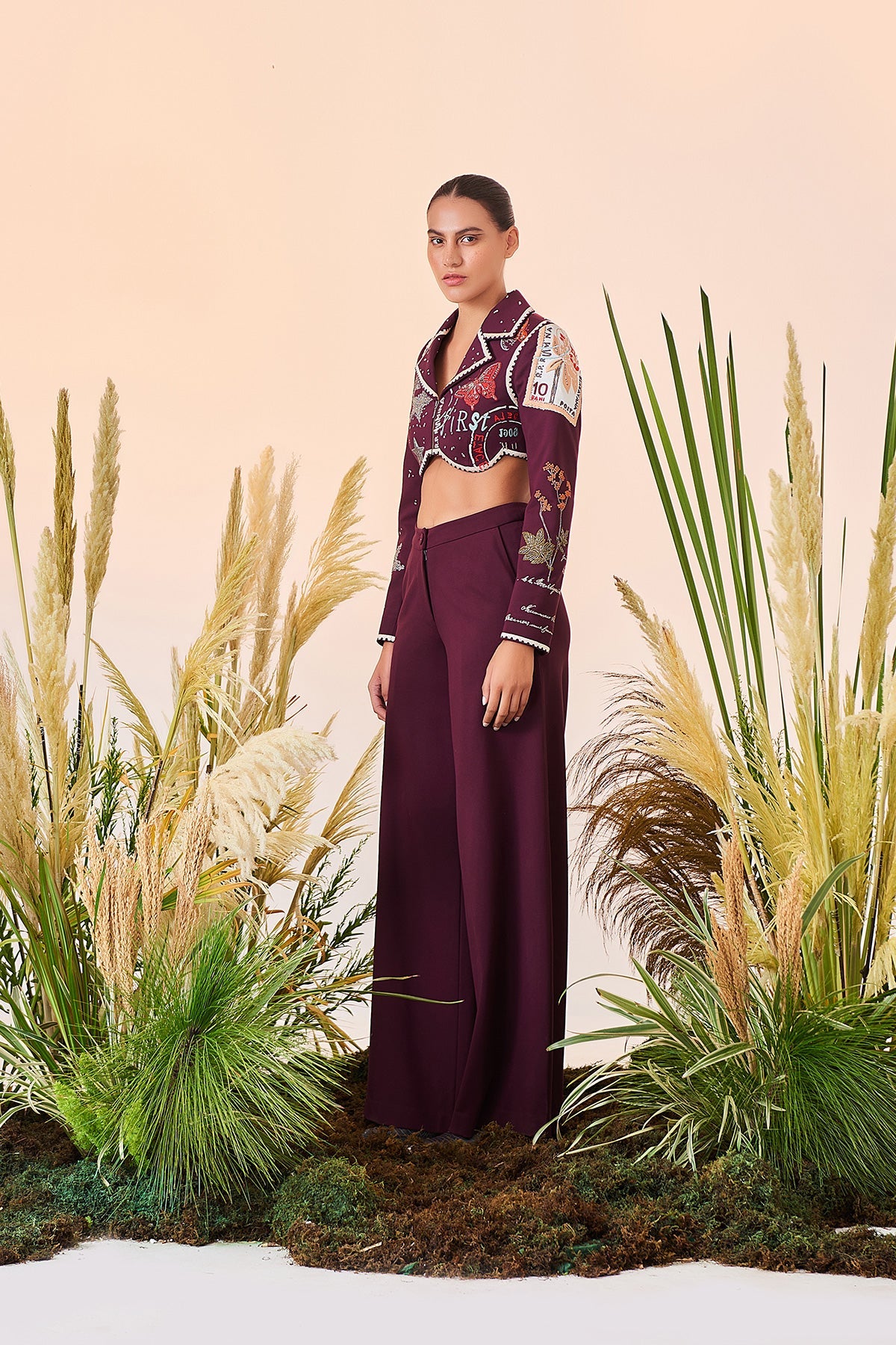Asfa Sinha in Postcard Cropped Blazer And Flared Pant