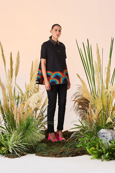 Rainbow And Bird Flared Top And Narrow Pant