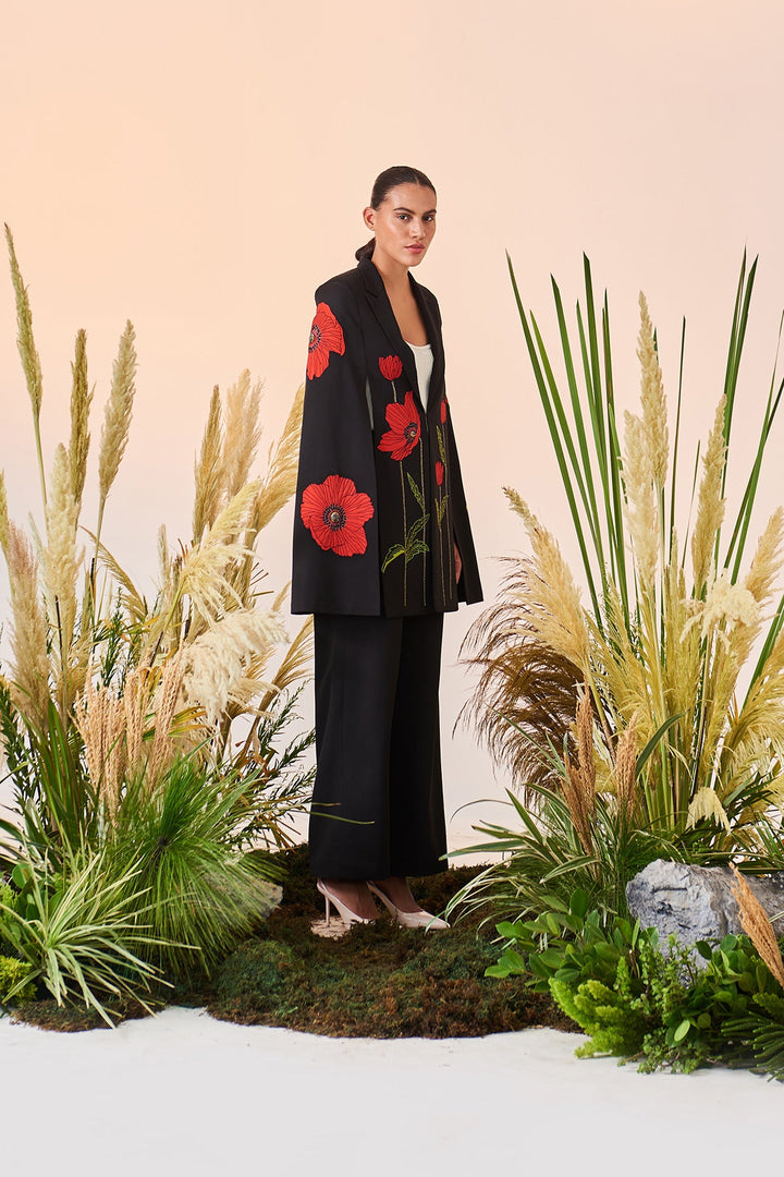 Neelu Thapa in Poppy Long Cape And Straight Pant