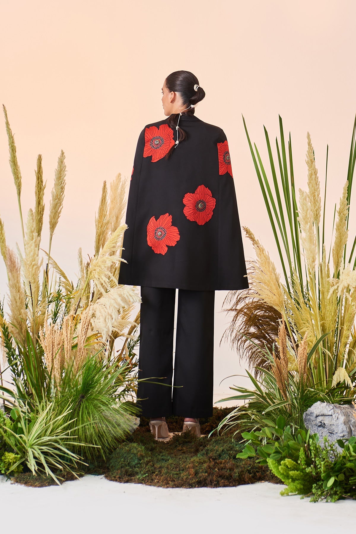 Neelu Thapa in Poppy Long Cape And Straight Pant