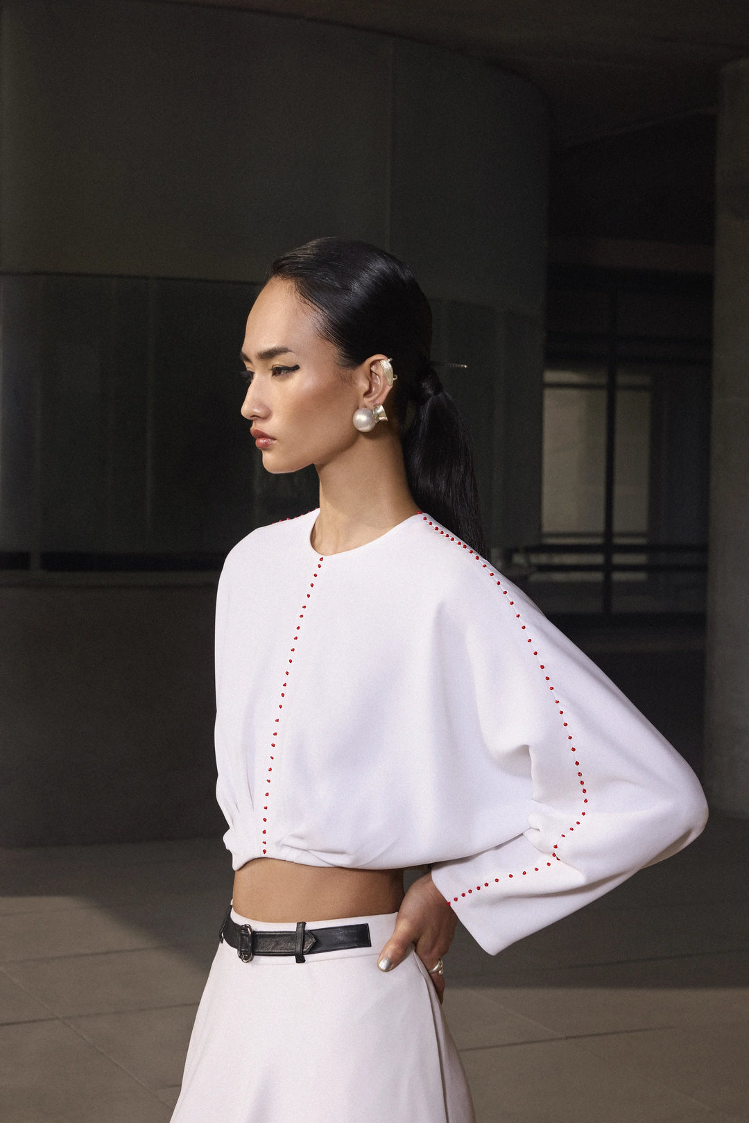 POPPY BORDER STATEMENT SKIRT WITH BLOUSE