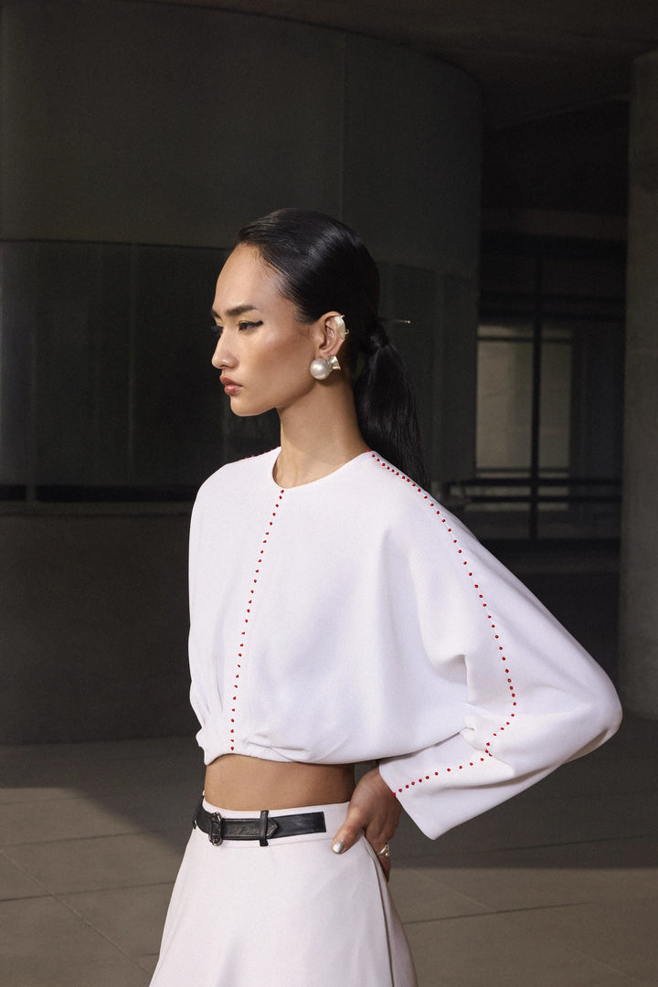 POPPY BORDER STATEMENT SKIRT WITH BLOUSE