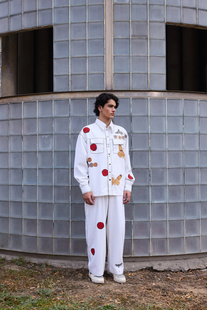CIRCLE AND FLUTTER OVERSIZED JACKET WITH BAGGY PANTS