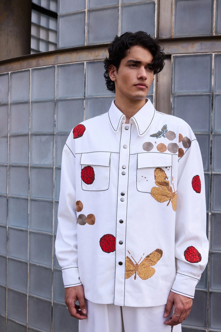 CIRCLE AND FLUTTER OVERSIZED JACKET WITH BAGGY PANTS