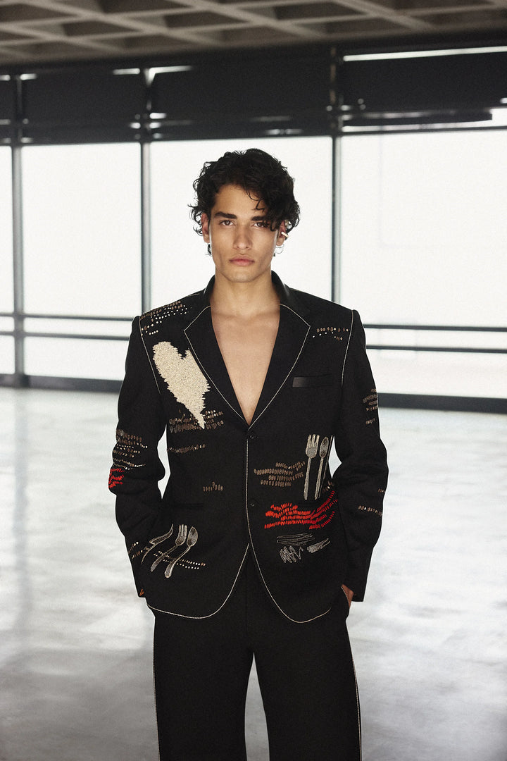 CUTLERY BLAZER WITH STRAIGHT PANTS