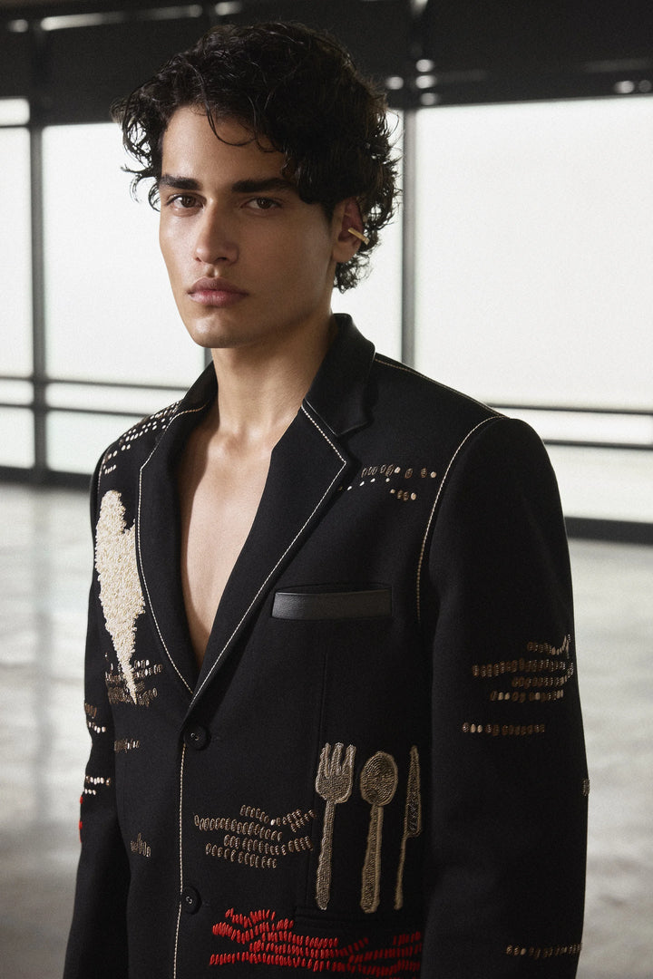 CUTLERY BLAZER WITH STRAIGHT PANTS