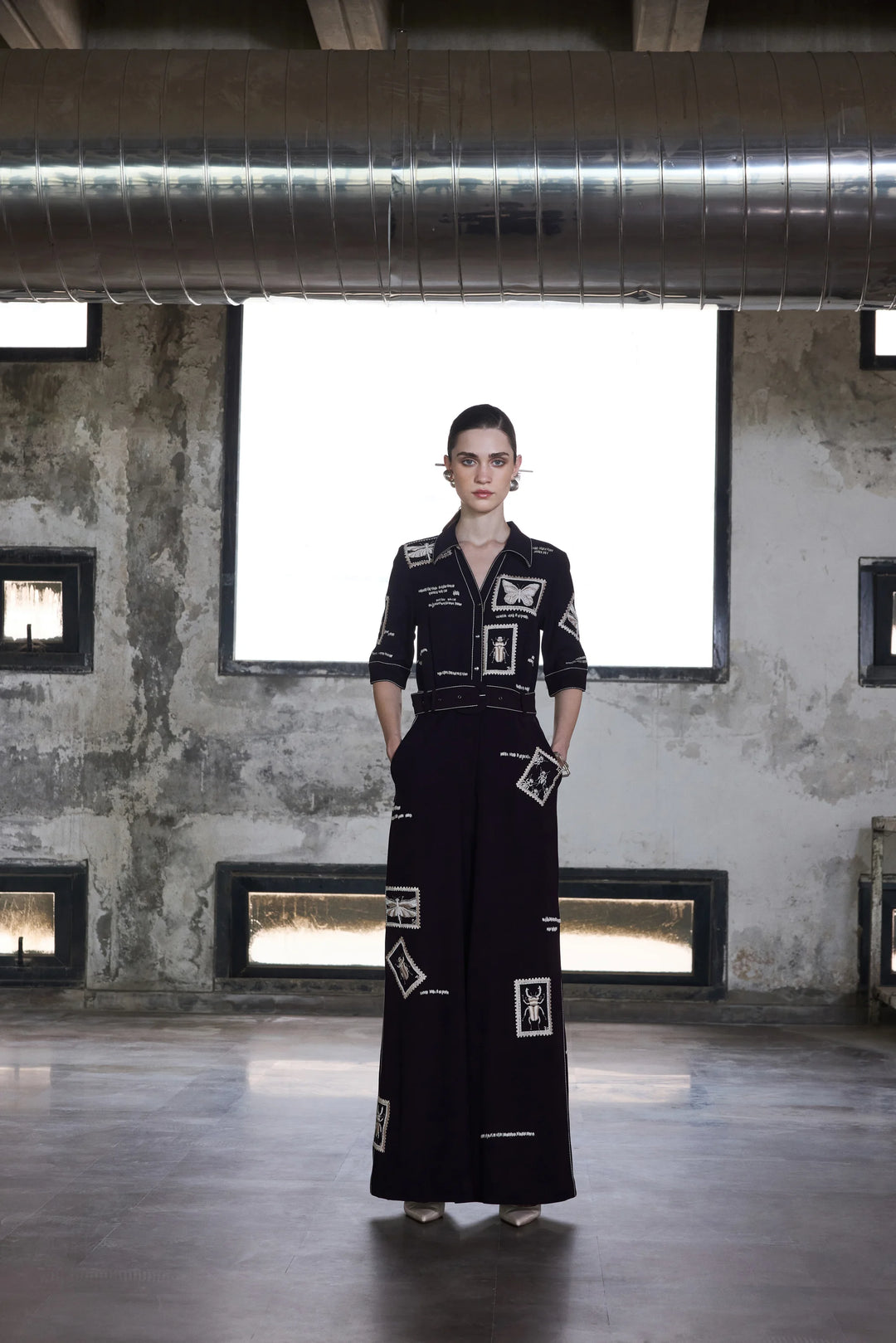 BUG STAMP JUMPSUIT WITH BUCKLE BELT