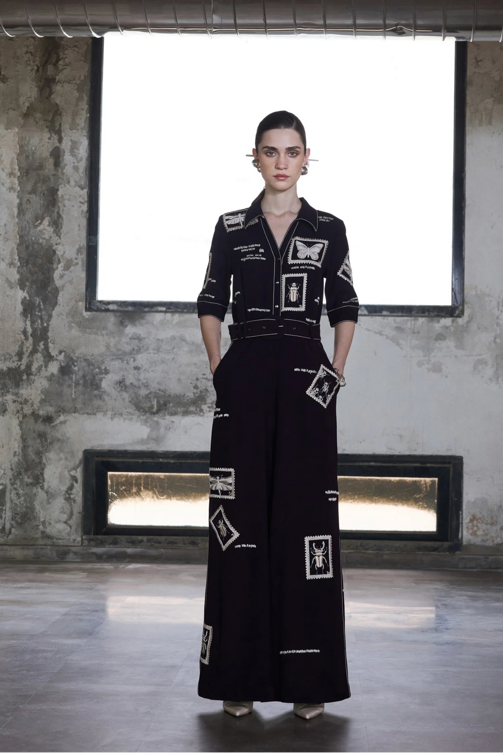 BUG STAMP JUMPSUIT WITH BUCKLE BELT
