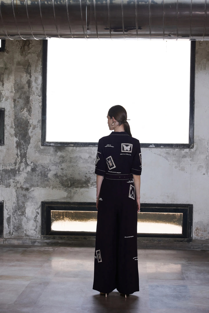 BUG STAMP JUMPSUIT WITH BUCKLE BELT