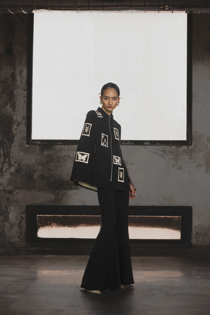 BUG STAMP CAPE WITH BELL BOTTOM PANTS