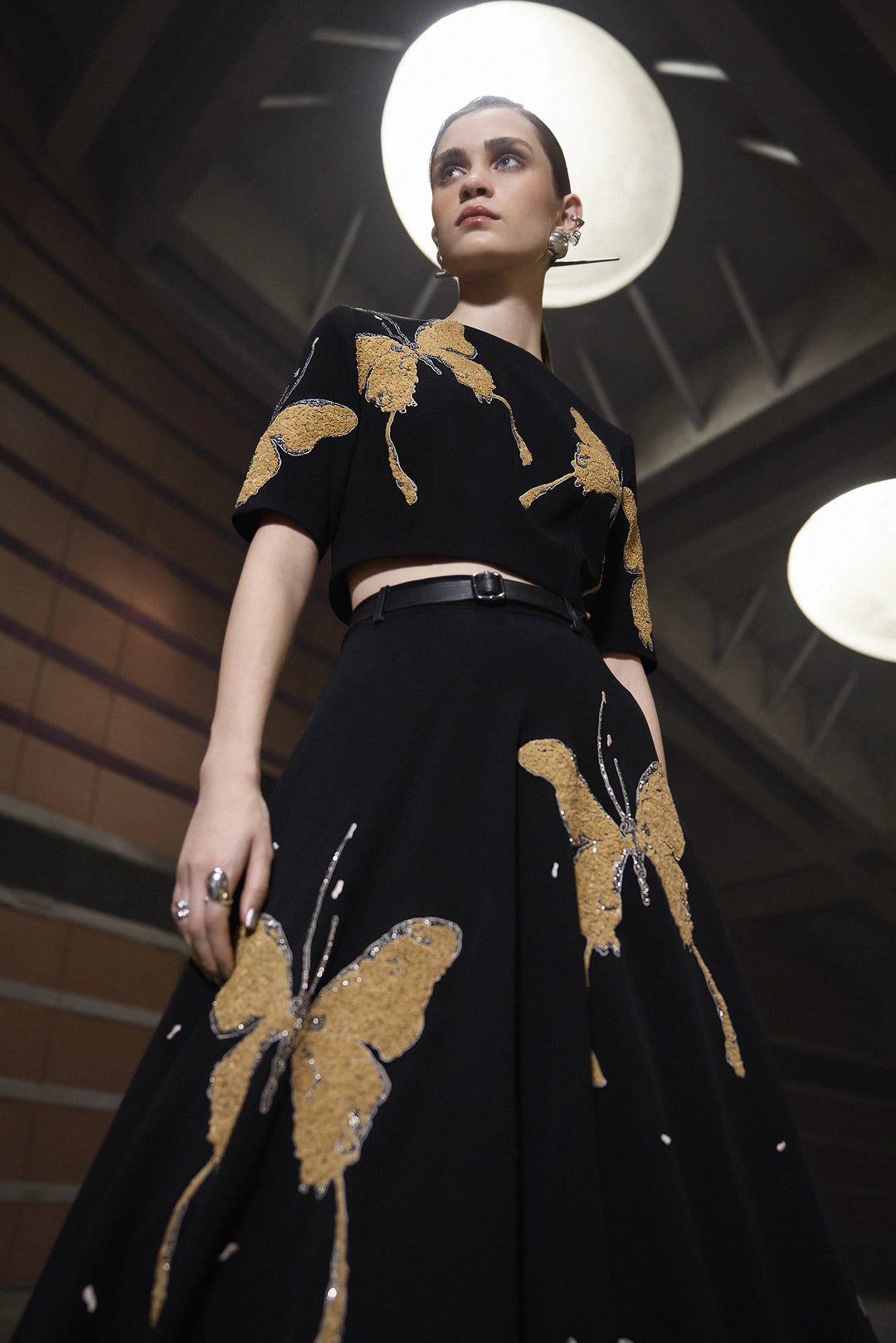 FADING BUTTERFLIES BLOUSE WITH STATEMENT SKIRT