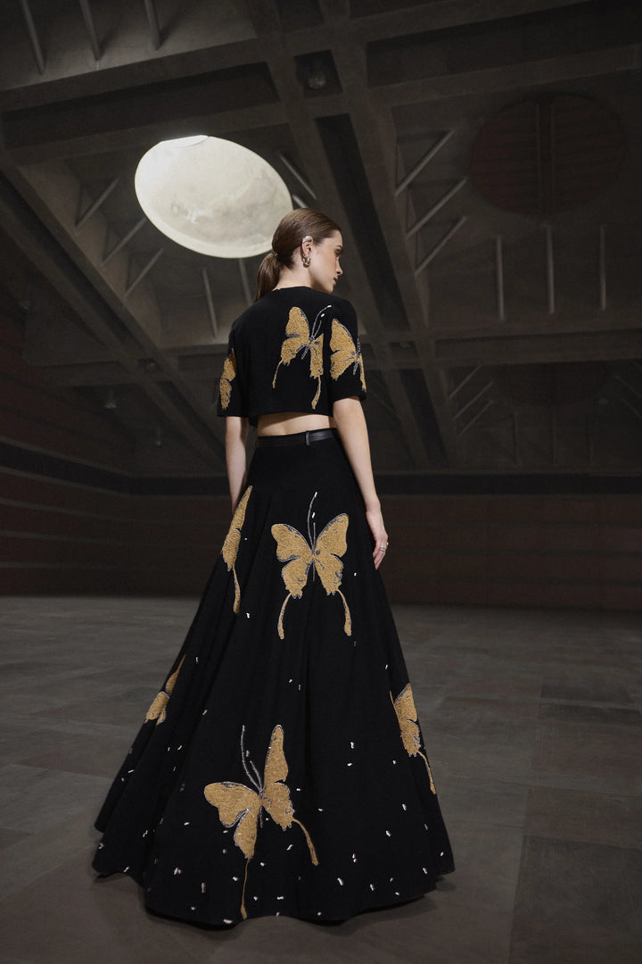 FADING BUTTERFLIES BLOUSE WITH STATEMENT SKIRT