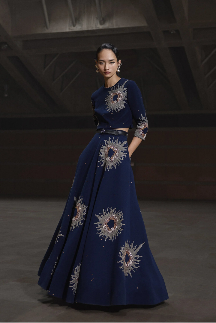 MULTI PETALS BLOUSE WITH STATEMENT SKIRT