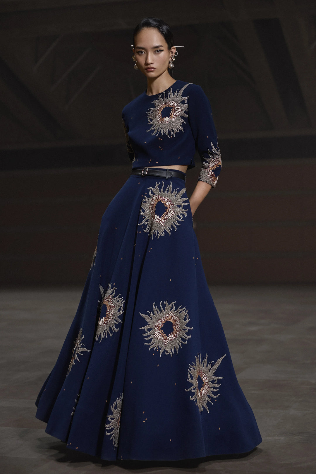 MULTI PETALS BLOUSE WITH STATEMENT SKIRT