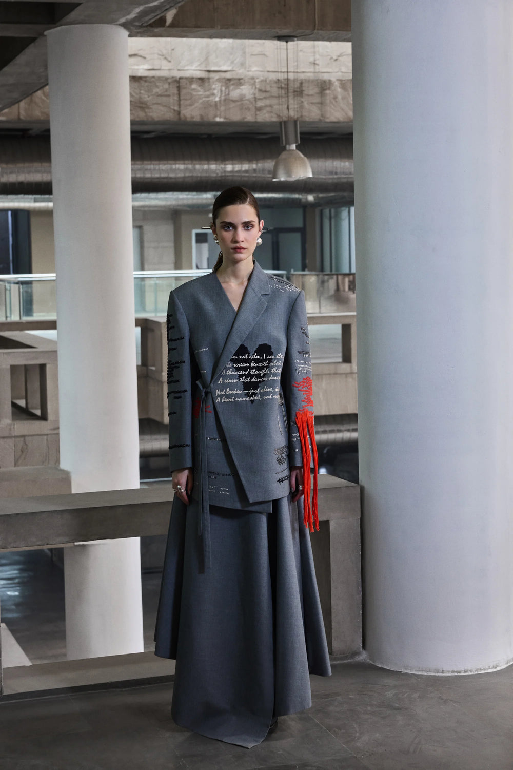 ASYMMETRIC DRAPED SKIRT OF ( CUTLERY WRAP JACKET )