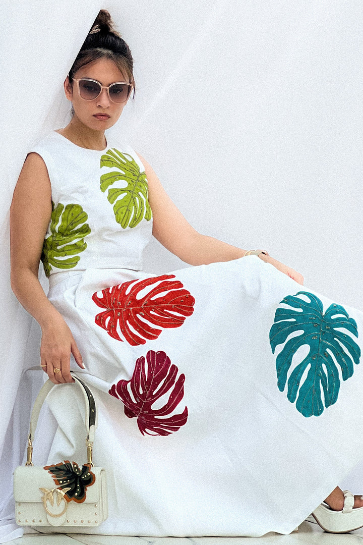 Shraddha Singh in Monstera Leaf Crop Top &amp; Skirt