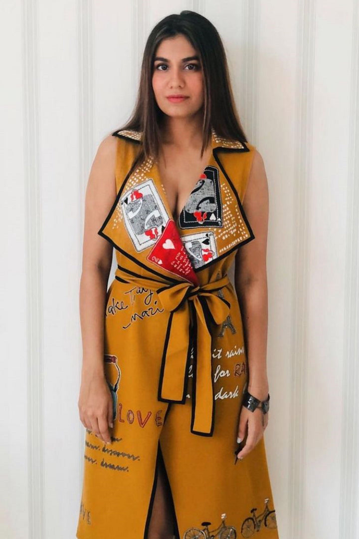 Shreya Dhanwantari In Happiness In Rainbow Wrap Jacket Dress With Belt