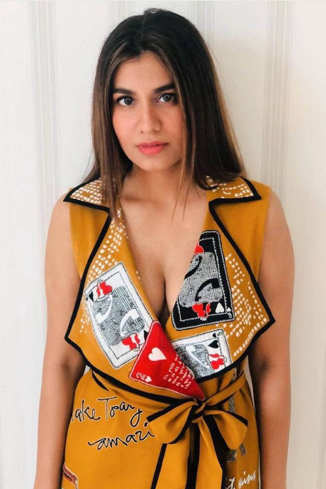 Shreya Dhanwantari In Happiness In Rainbow Wrap Jacket Dress With Belt