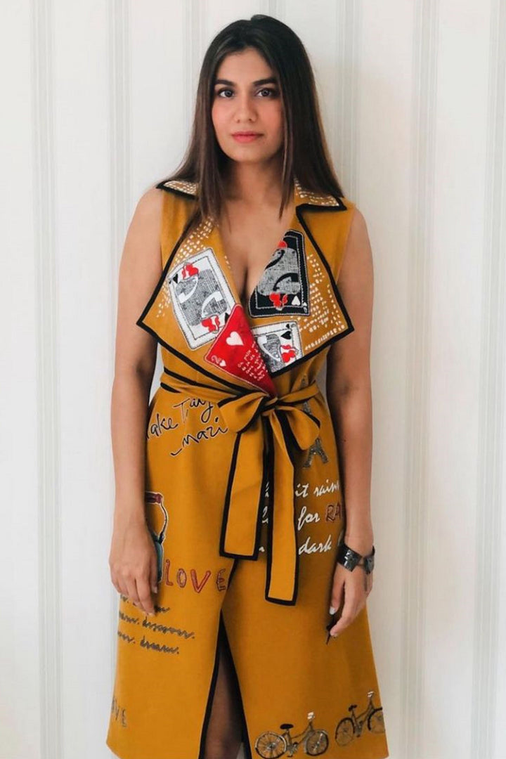 Shreya Dhanwantari In Happiness In Rainbow Wrap Jacket Dress With Belt