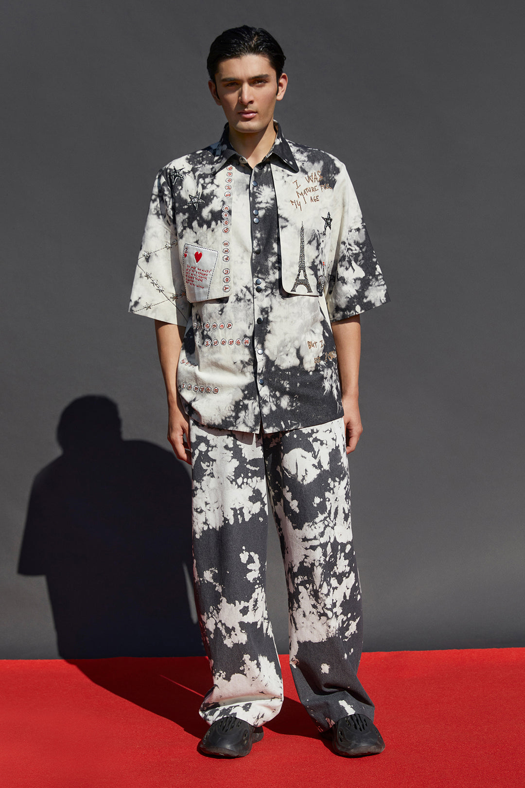 Happiness In Rainbow Flap High Low Shirt With Baggy Pants