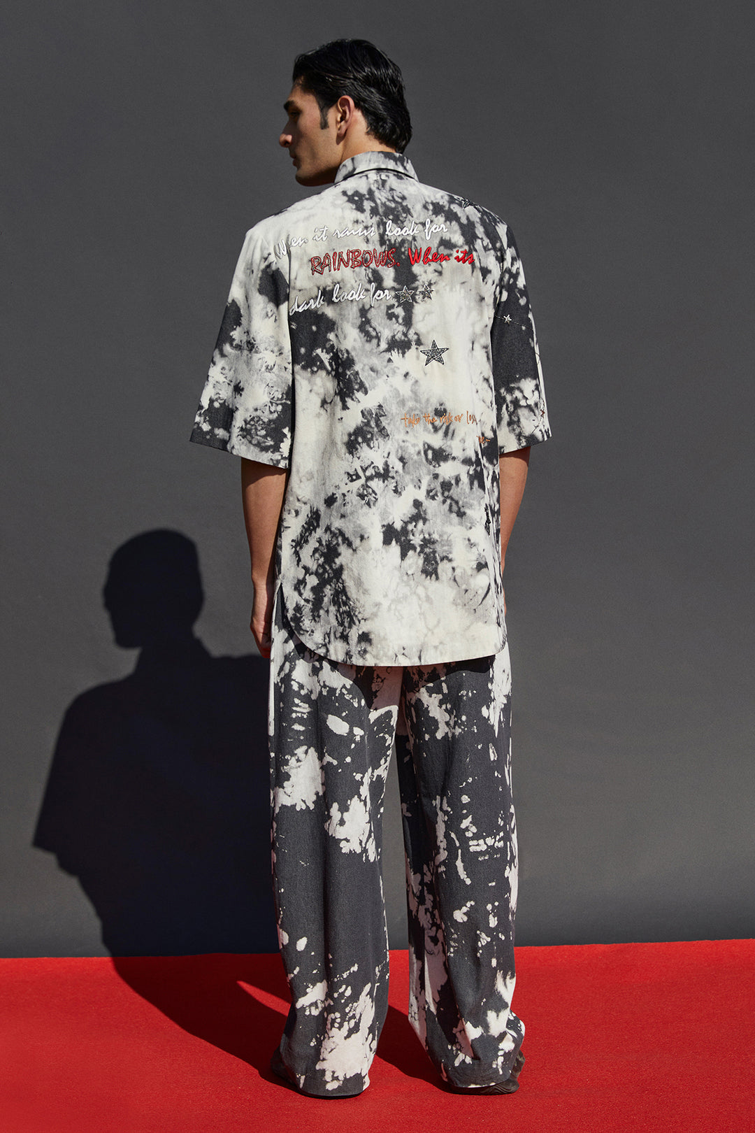 Happiness In Rainbow Flap High Low Shirt With Baggy Pants