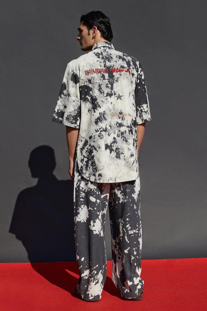 Happiness In Rainbow Flap High Low Shirt With Baggy Pants