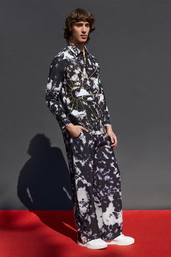 Sun, Clouds And Air Balloons Full Sleeves Shirt With Baggy Pants