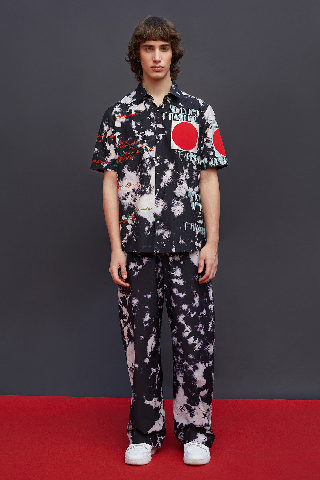 Scribble Half Sleeves Boxy Shirt With Baggy Pants