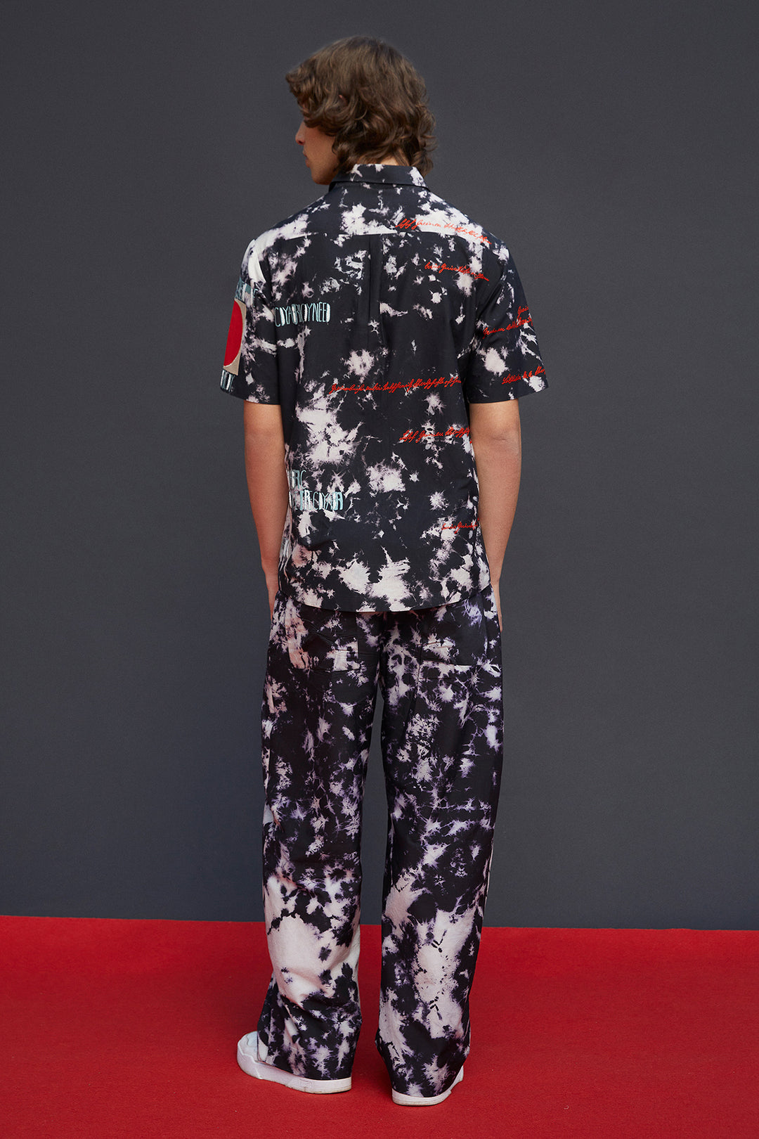 Scribble Half Sleeves Boxy Shirt With Baggy Pants
