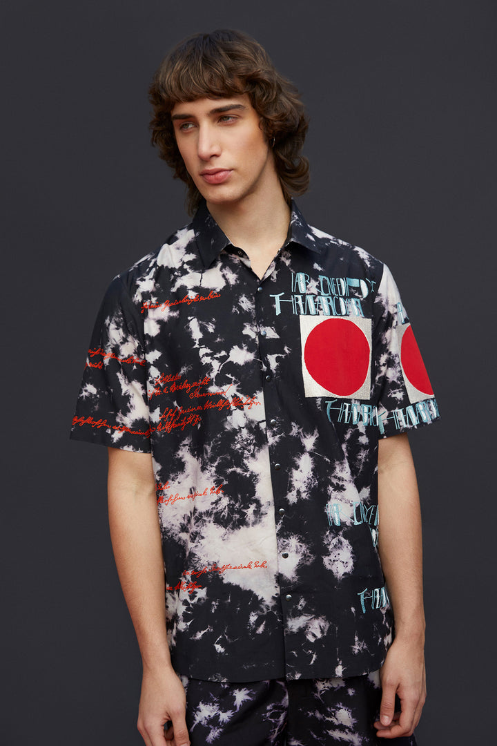 Scribble Half Sleeves Boxy Shirt With Baggy Pants