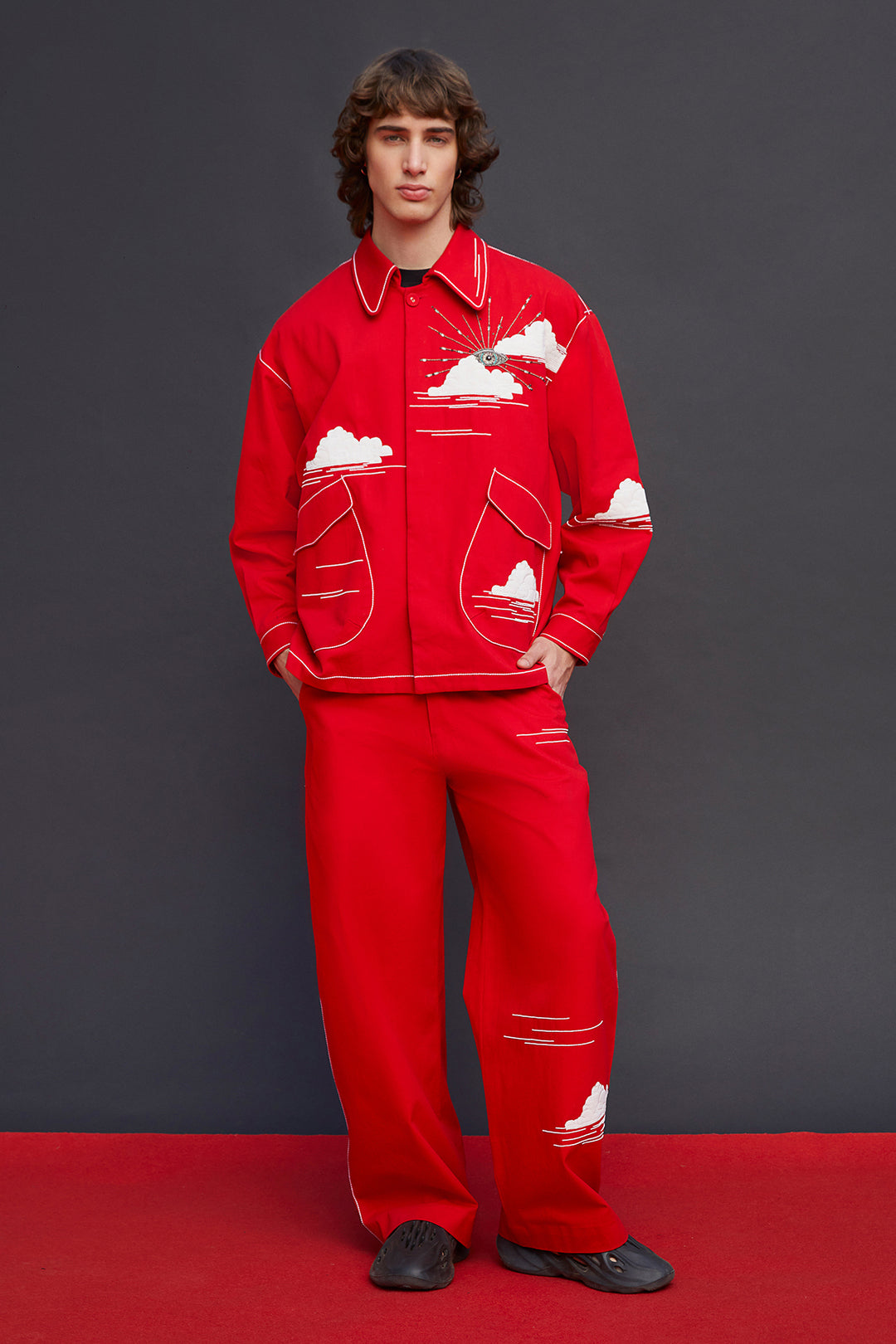 Eye Clouds Oversized Jacket With Baggy Pants