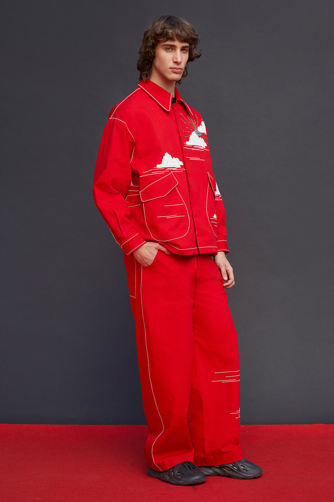 Eye Clouds Oversized Jacket With Baggy Pants