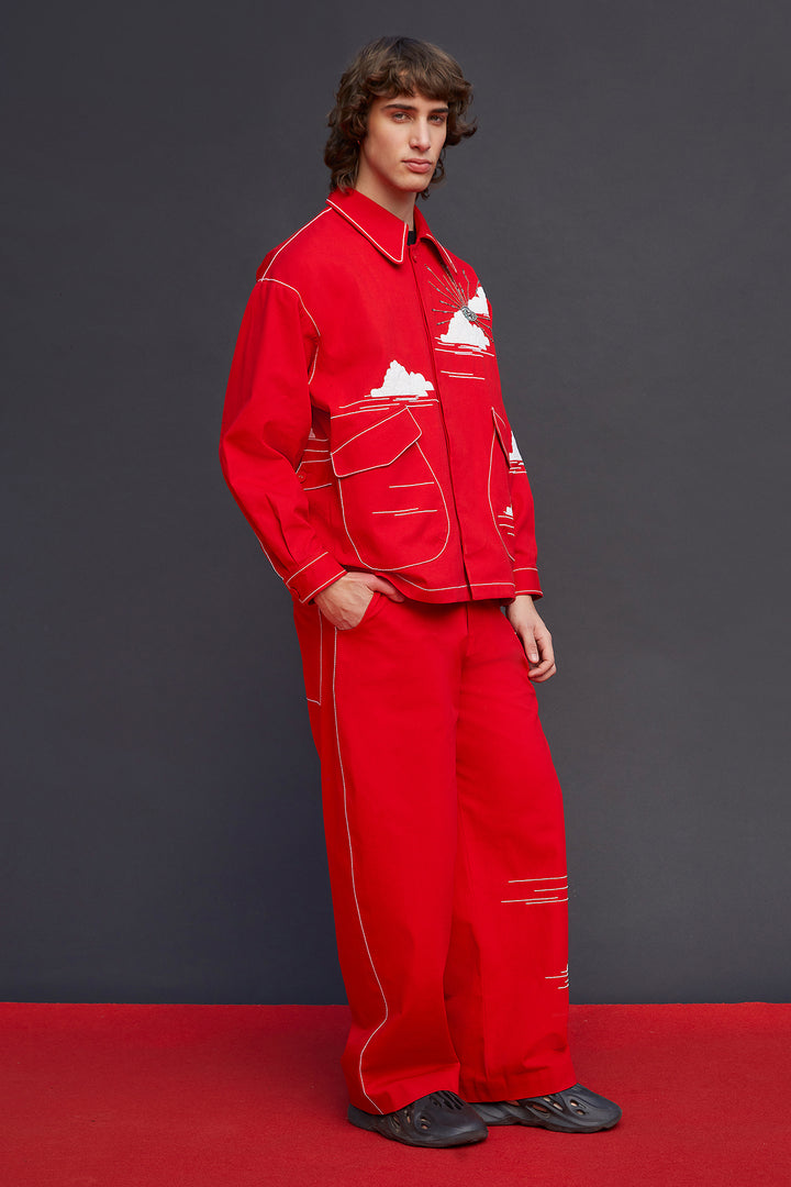 Eye Clouds Oversized Jacket With Baggy Pants