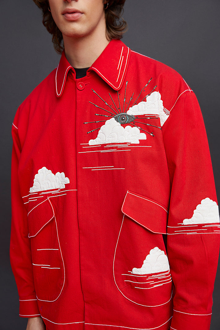 Eye Clouds Oversized Jacket With Baggy Pants