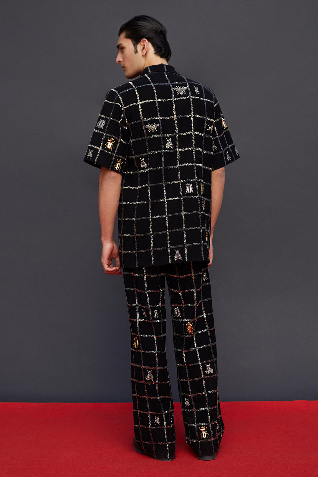 Insect Half Sleeves Shirt Jacket With Straight Pants
