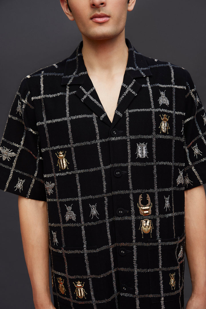 Insect Half Sleeves Shirt Jacket With Straight Pants