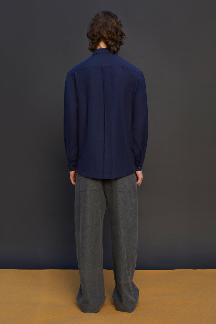 Distorted Grid And Abstract Flower Long Sleeves Shirt