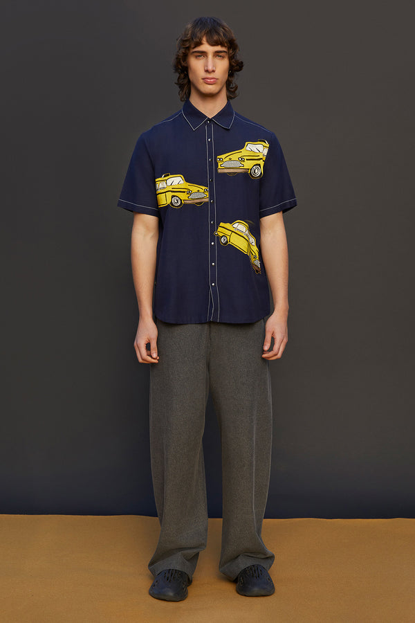 Taxi Half Sleeves Boxy Shirt